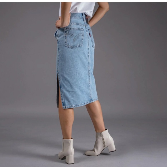 Levi’s White Wash Midi Side Slit Skirt size 27 - Picture 2 of 16